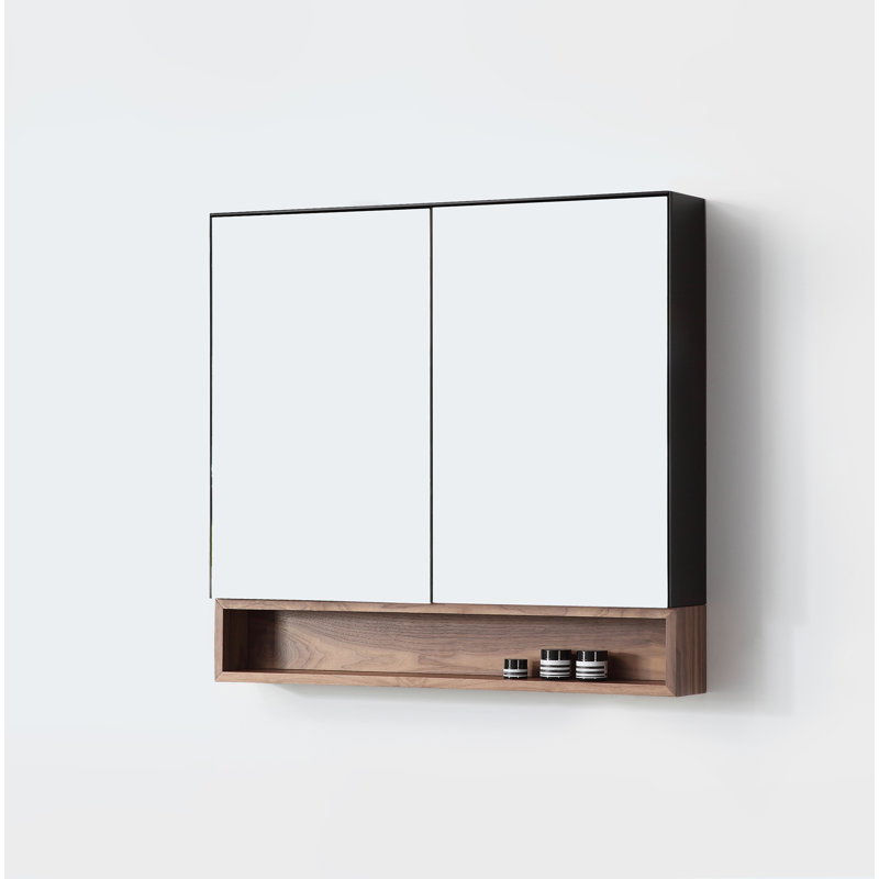 Bergen 36" Medicine Cabinet, Matte Black/Walnut