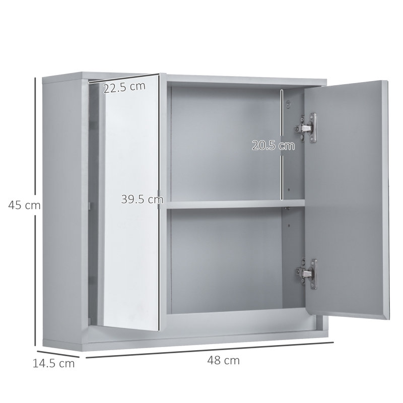 W H Medicine Cabinet Mirror, Gray