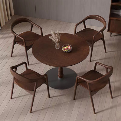 Ensemble de table de salle à manger brun en bois massif