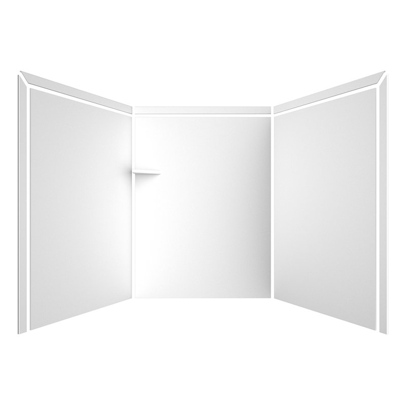 FlexStone Adaptable 60"W x 60"D x 80"H Alcove Shower Surround in White, White