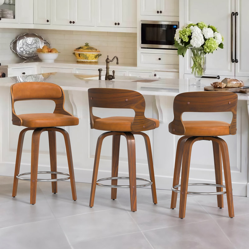 Carylon Swivel Upholstered Counter Stool, Whiskey Brown