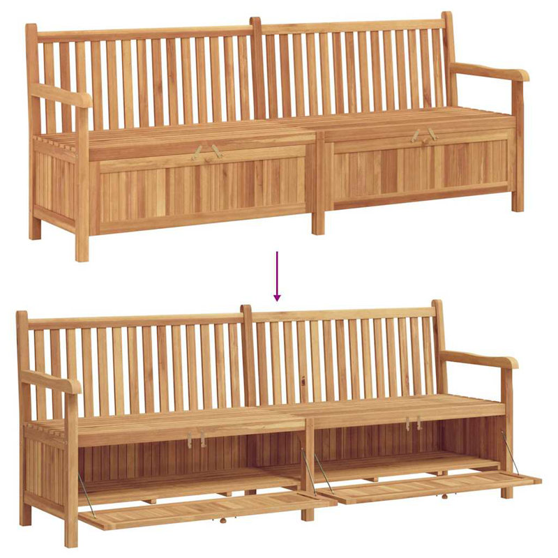 Solid Wood Outdoor Bench, 90cm H x 228cm W x 60cm D