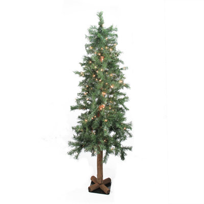 7' Pre-Lit Slim Woodland Alpine Artificial Christmas Tree - Clear Lights