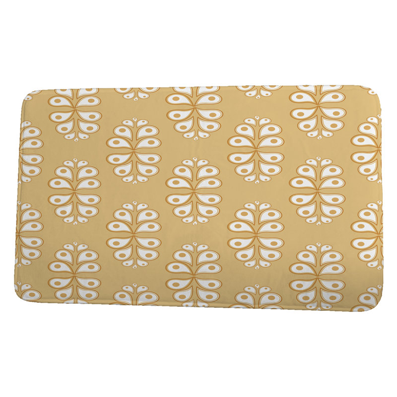 Tapis de bain à motif cachemire Featherste, l 21 po x L 34 po, Jaune