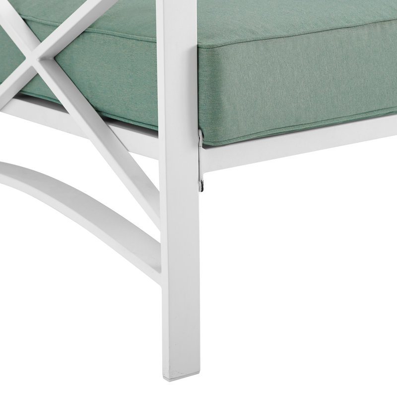 Mosier 54'' Wide Metal Loveseat with Cushions, Mist, White
