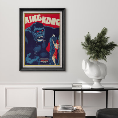 Vintage King Kong Movie Poster Artwork, Retro Classic Monster Film Pictures, Framed Canvas Giclee Print Wall Art