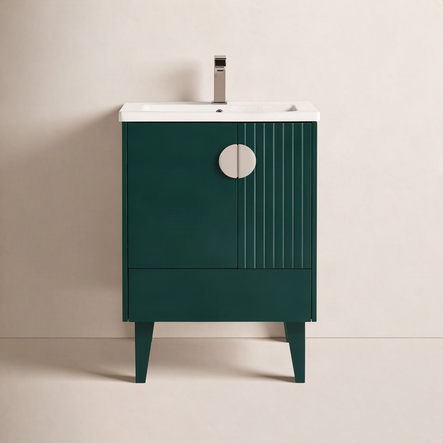 Saimah 24'' Single Bathroom Vanity, Green, Satin Nickel