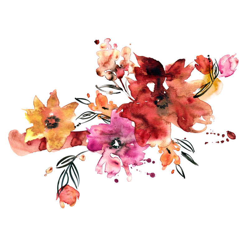 Cute Watercolor Flowers by Elena Efremova - Wrapped Canvas Painting, 30cm H x 30cm W