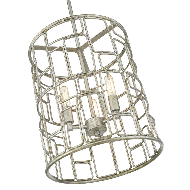 Lustree tambour 3 lumières convertible Mathena, Argent antique