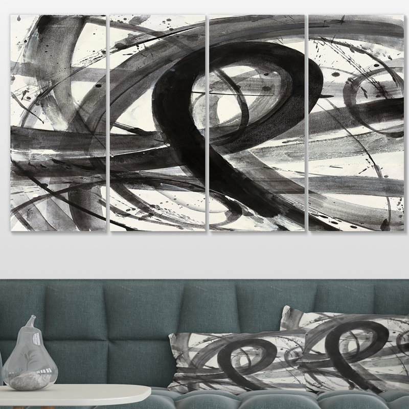 «Black and White Minimalistic Peinture», reproduction d'art à multiples images sur toile