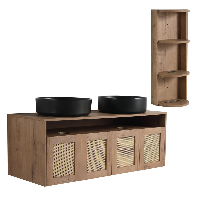 Meuble-lavabo de salle de bain avec lavabo en céramique, 47"