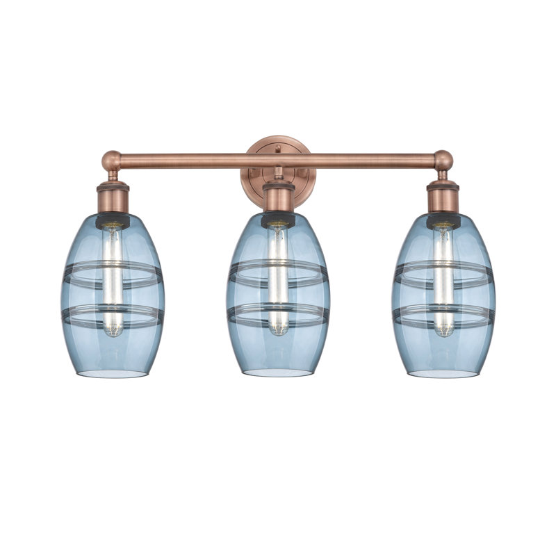 Kusham 3 - Light Dimmable Vanity Light, Princess Blue, Antique Copper