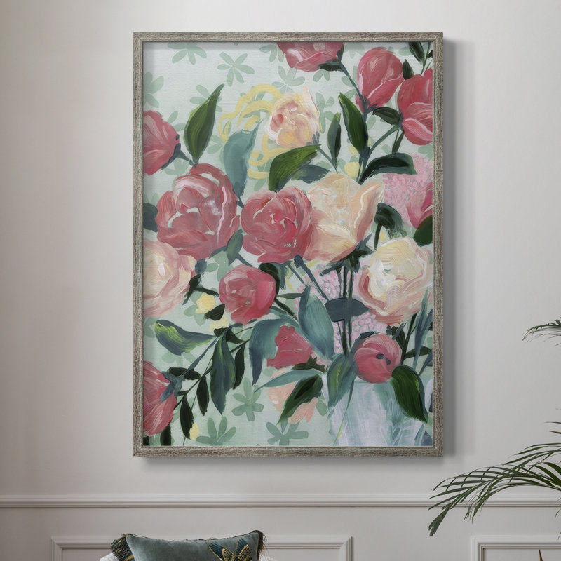 Painted Posies II Framed Print - Solid Wood