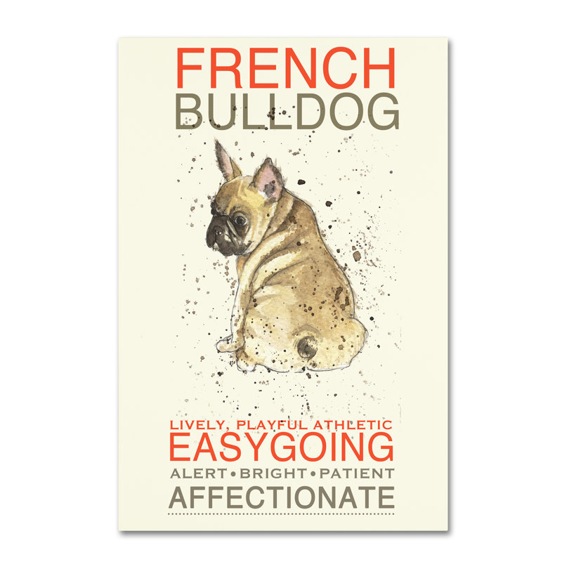 French Bulldog Print on Beige Canvas with Hidden Frame