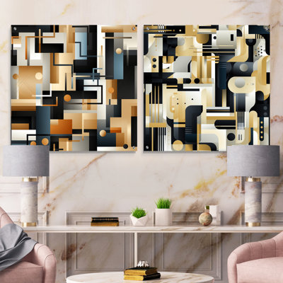 Corvyn - Abstract Geometric Acrylic Wall Art Glass Set Of 2
