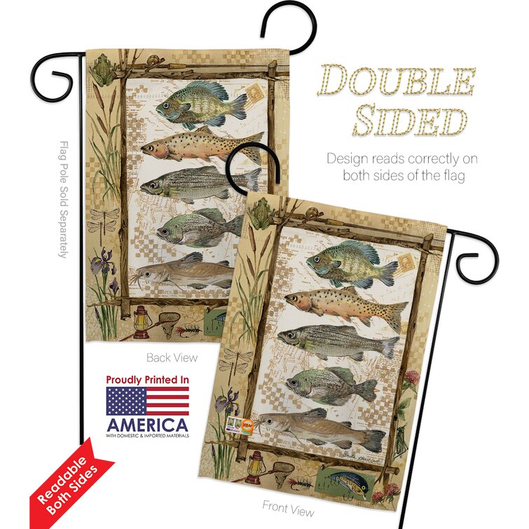 Fish and Rods Gone Fishing Flags, Outdoor Decorative Banner