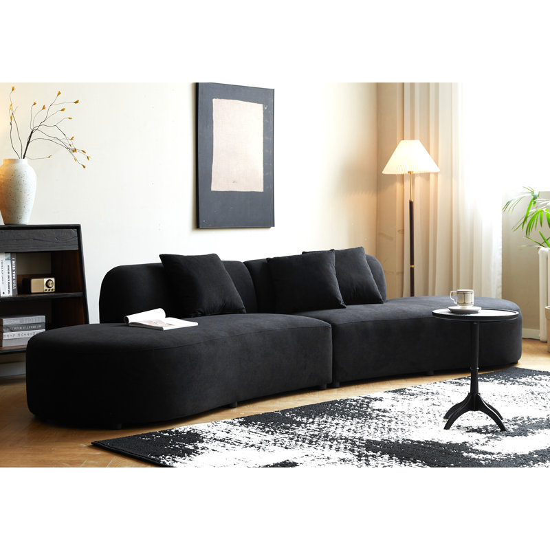 132.3'' Wide half moon design curved sofa, Black