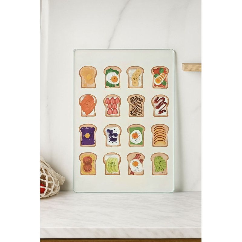 Durable Tempered Glass Cutting Board, 7.9 x 11.8 inches | 100% Antibacterial, Non-Slip Silicone Feet | Easy Clean Surface, Perfect for Food Prep & Kitchen Use, Not Dishwasher, Microwave, or Oven Safe