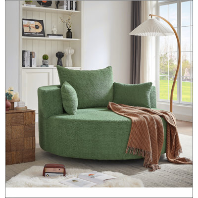 Fauteuil demi-tonneau pivotant à 360 ° avec 3 coussins amovibles, parfait pour le salon, la chambre à coucher, le bureau et le confort de l'hôtel