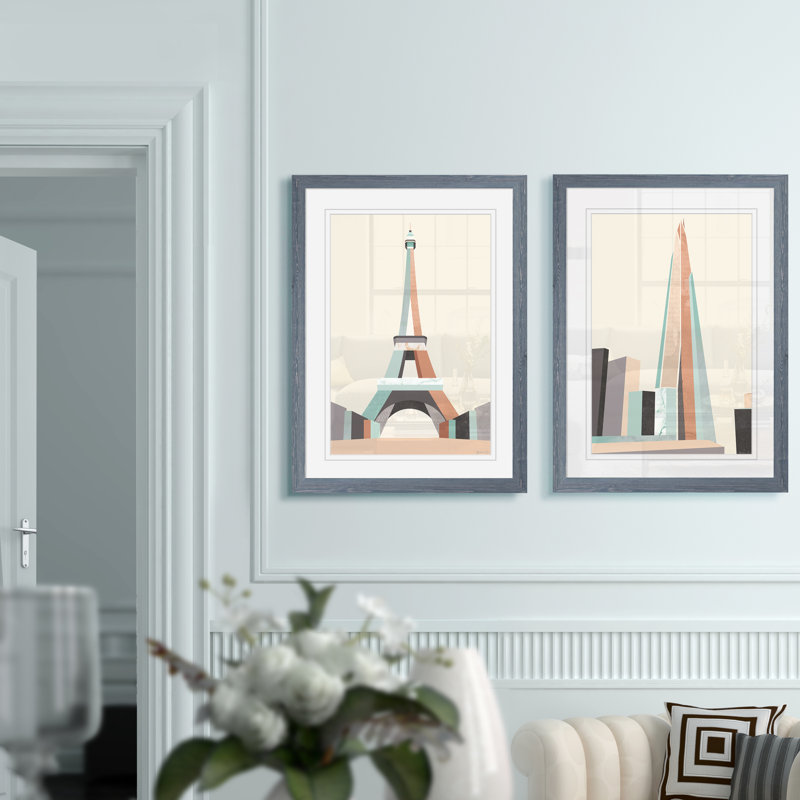 « graphicing architecture i » par antonyme bunjamin (abe)-ensemble de 2 reproductions d’art sur cadre photo, Blanc