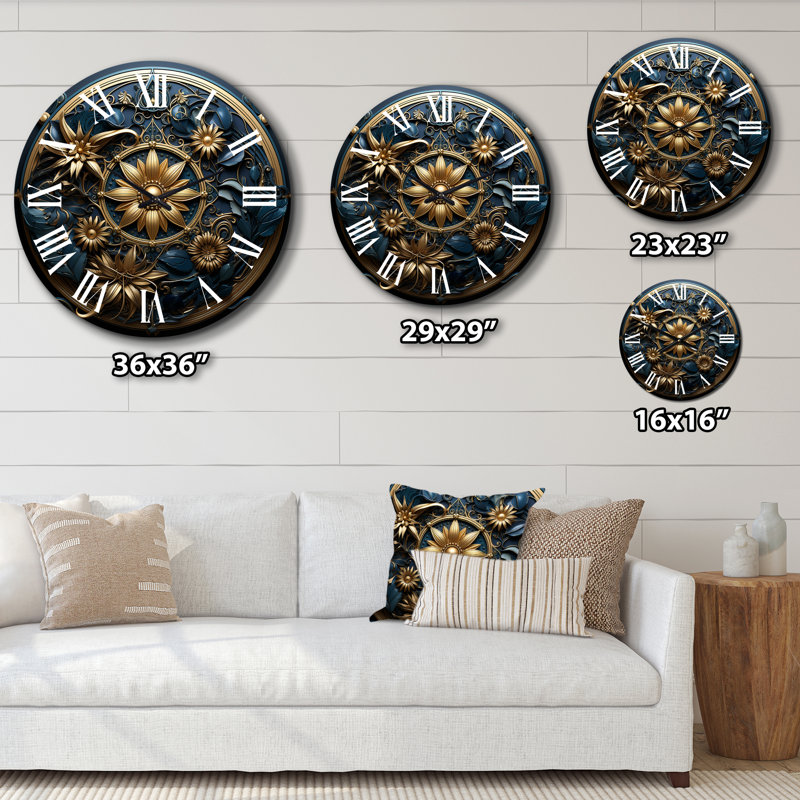 Rakiya - Abstract Botanicals Wall Clock, Extra Large