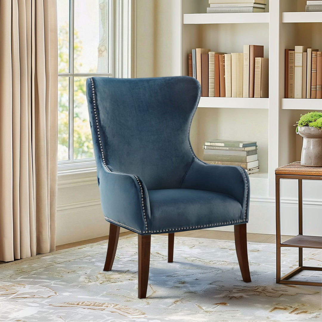 Braegan Button Tufted Wingback Accent Chair with Nailhead Trim Lark Manor™