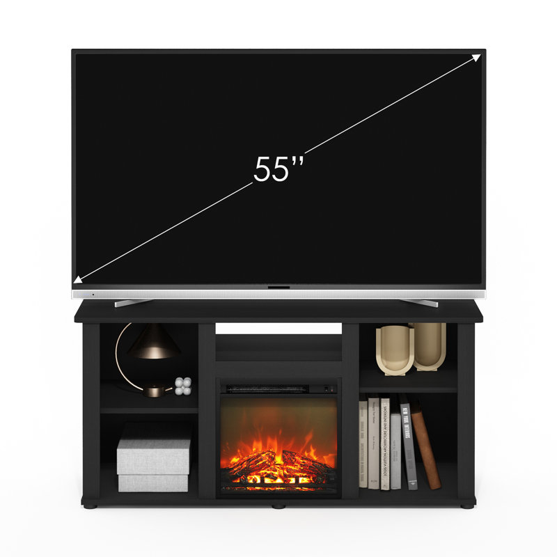 Beitske TV Stand for TVs up to 55" with Fireplace Included, Americano