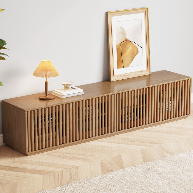 Mid Century TV Stand for Living Room,Modern TV Media Console with Ample Storage, Beige Wood