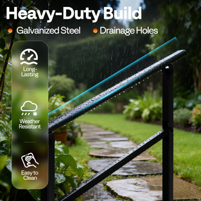 3 Step Alloy Steel Black Oval Exterior Hand Railing (2-pack)