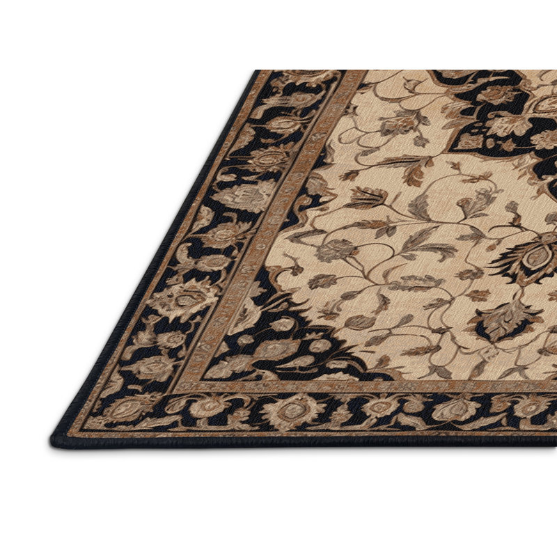 Tapis brun lavable à la machine, Rond 5 pi