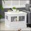 Table de bout pour cage de chien avec portes triples, cage à chien en bois pour l'intérieur, cage à chiot avec tubes en acier, pour petits chiens, blanc