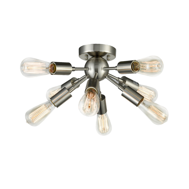 Plafonnier encastré 8 lumières 13,77 po Seekonk, Nickel brossé