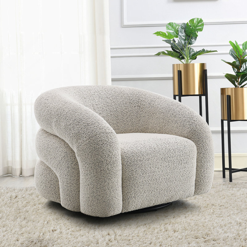 Fauteuil bouclé gris Irma avec pivot