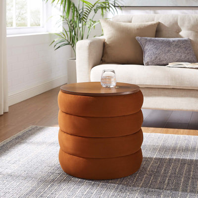 Repose-pieds rond avec rangement en velours de 17,3 po Modway Mezzo