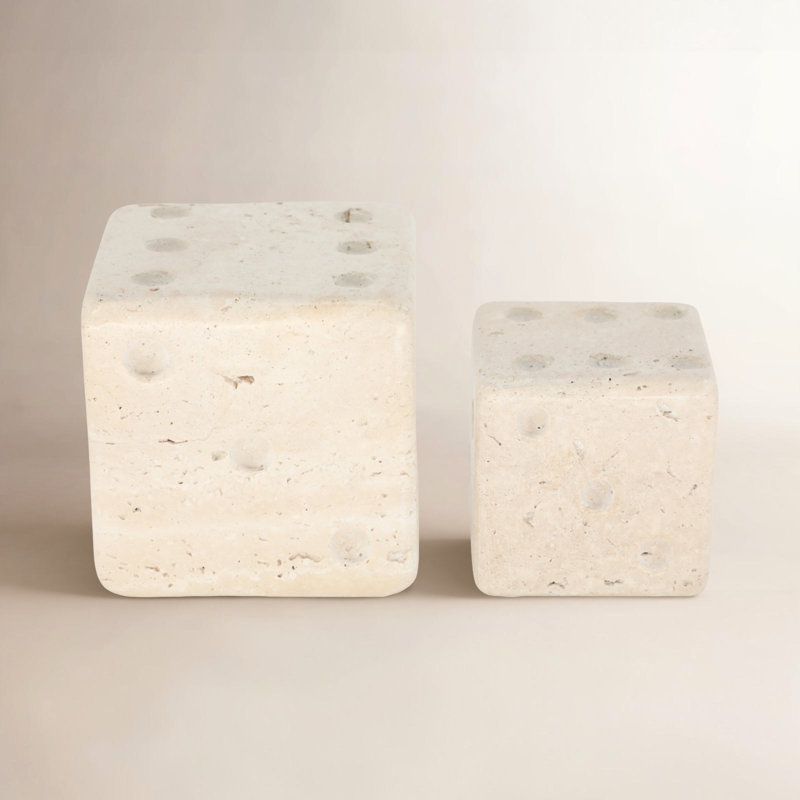 Dés décoratifs faits à la main en marbre et en métal, Ivoire ivoire