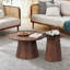Ensemble de 2 tables basses rondes, grandes et petites tables centrales et d'appoint en bois, finition noyer moderne pour le salon et le bureau