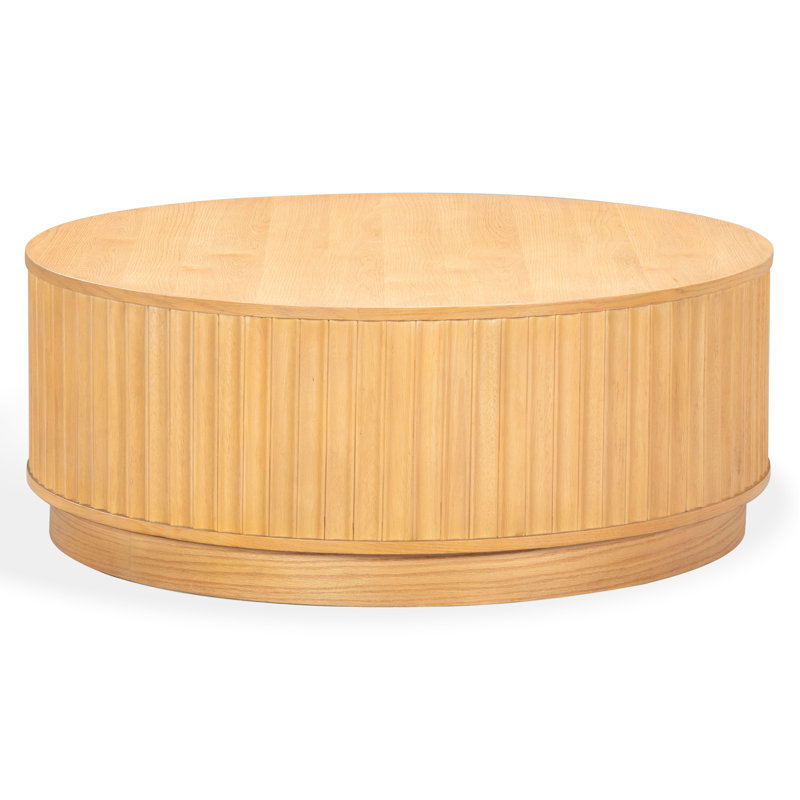 Cynthia Round Fluted Coffee Table, Brown Oak