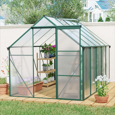 6X8 FT Polycarbonate Greenhouse Raised Base And Anchor Aluminum Heavy Duty  Greenhouses