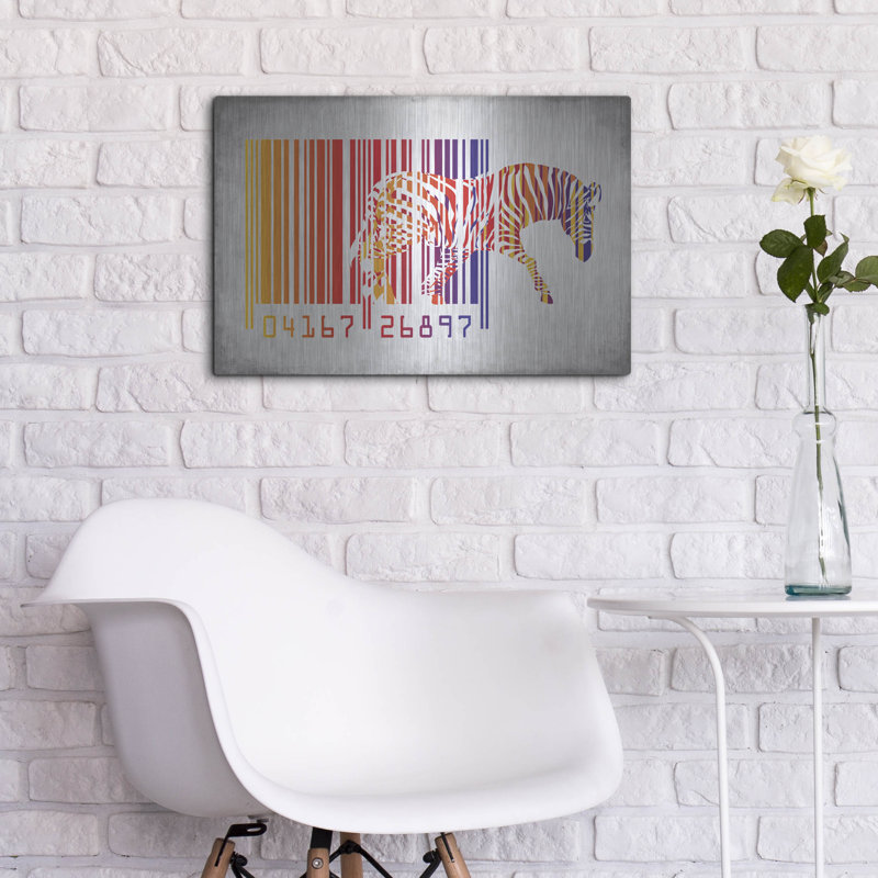 "Zebra Barcode" par Mark Ashkenazi sur métal, H 16 po x l 24 po