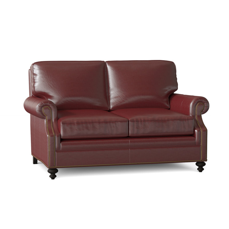 West Haven Leather Loveseat, Outsider Raven Genuine Leather, Cobblestone, #9 French Natural