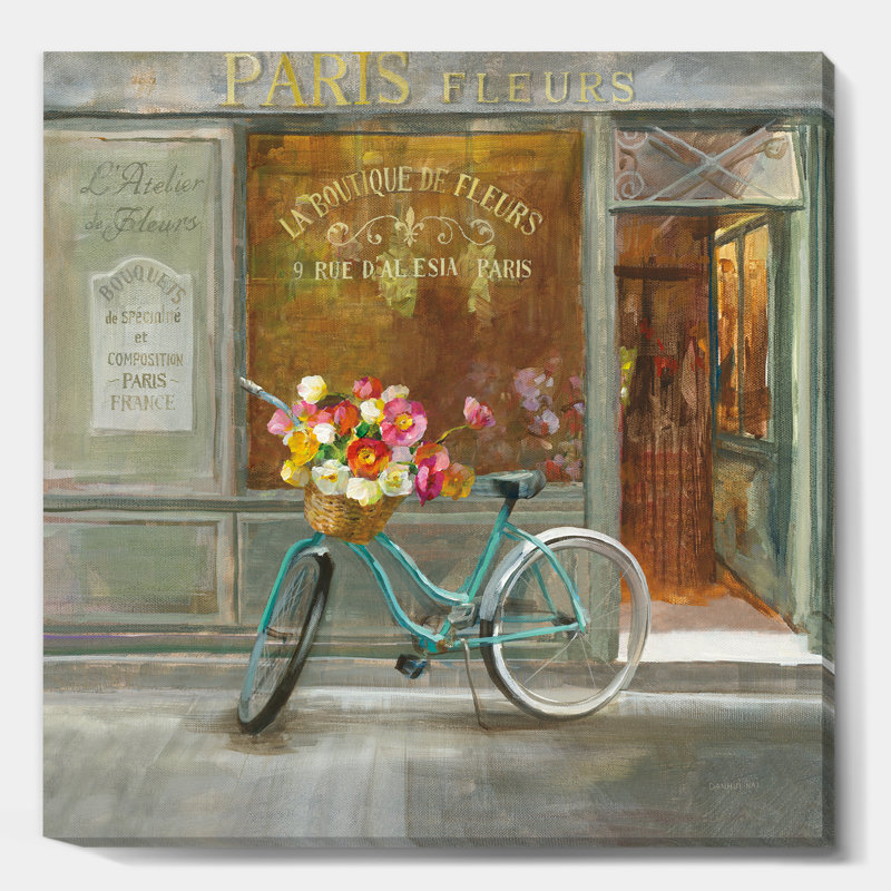 Paris French Flowershop - reproduction d'art sur toile tendue, H 30 po x l 30 po x P 1 po