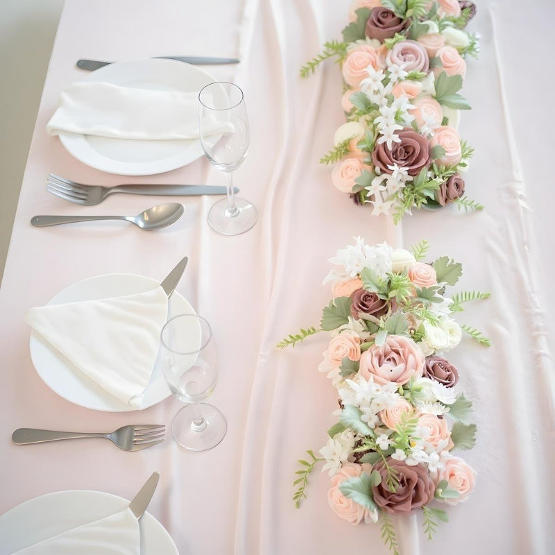 2 pièces d'arrangements floraux artificiels en forme d'arche de mariage, Rose clair