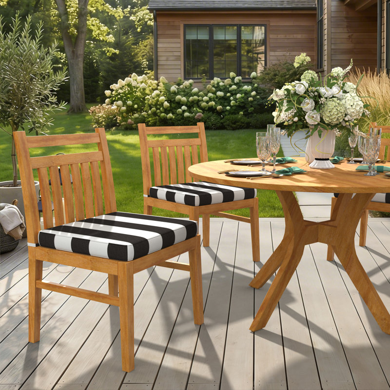 Sunbrella Indoor/Outdoor Dining Chair Cushion, Sunbrella® Cabana Classic Black, 21" W x 19" D