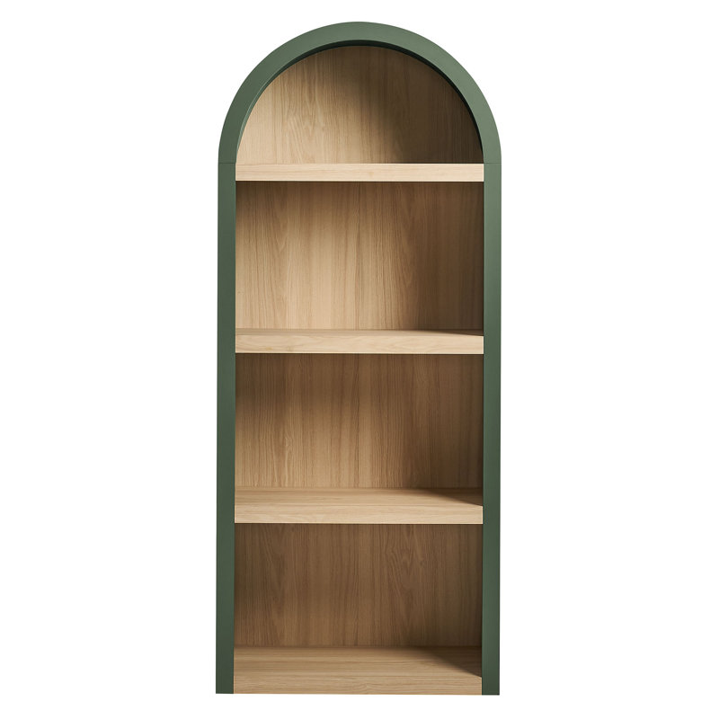Caleb 4 Arched Display Shelf Bookcase In Hunter Green, Hunter Green