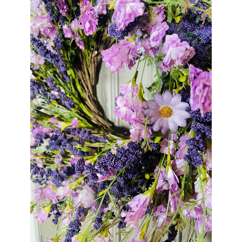 24" Artificial Lavender & Twig Wreath, Purple