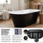 Baignoire autoportante contemporaine en acrylique de 150 cm x 76 cm avec bonde chromée à robinet au pied, noir lustré-134826476-134826477