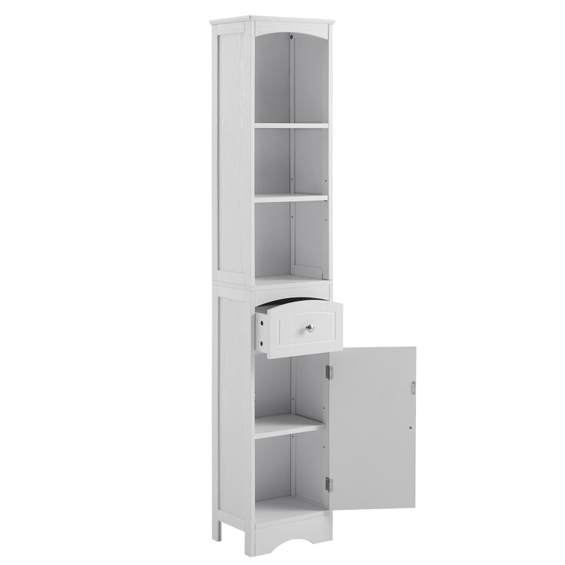 Armoire de salle de bain blanche: tiroir, tablette réglable, design moderne, blanc compact - autoportante avec tablette