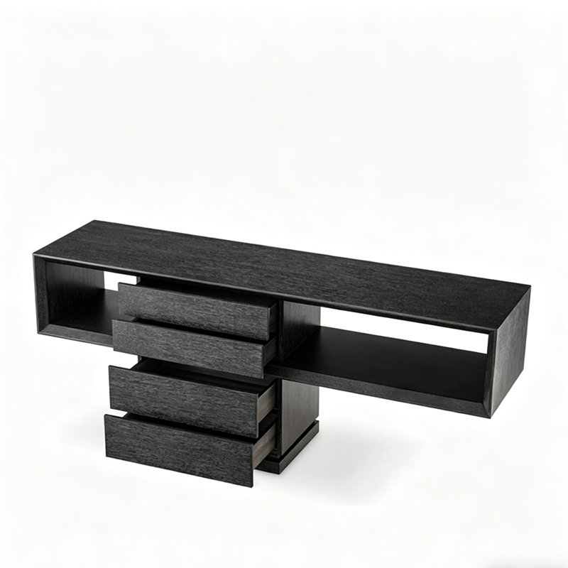 Console rétro géométrique, H 30,71 po x l 70,87 po x P 17,72 po