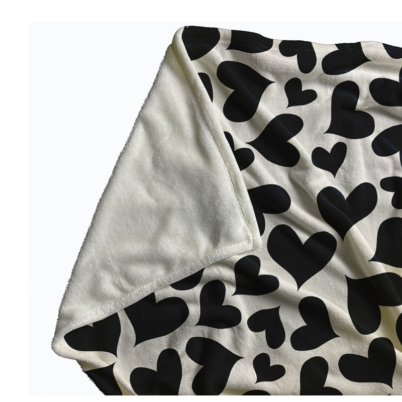 Jeté Saint-Valentin, Noir / blanc, L 50 po x L 60 po