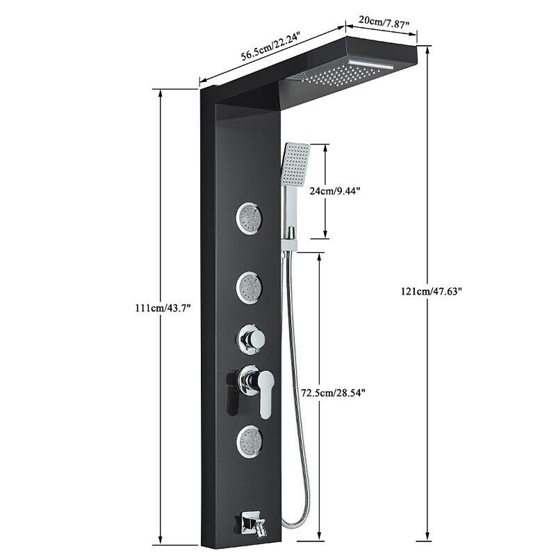 Panneau de douche 47,5 "avec pomme de douche fixe